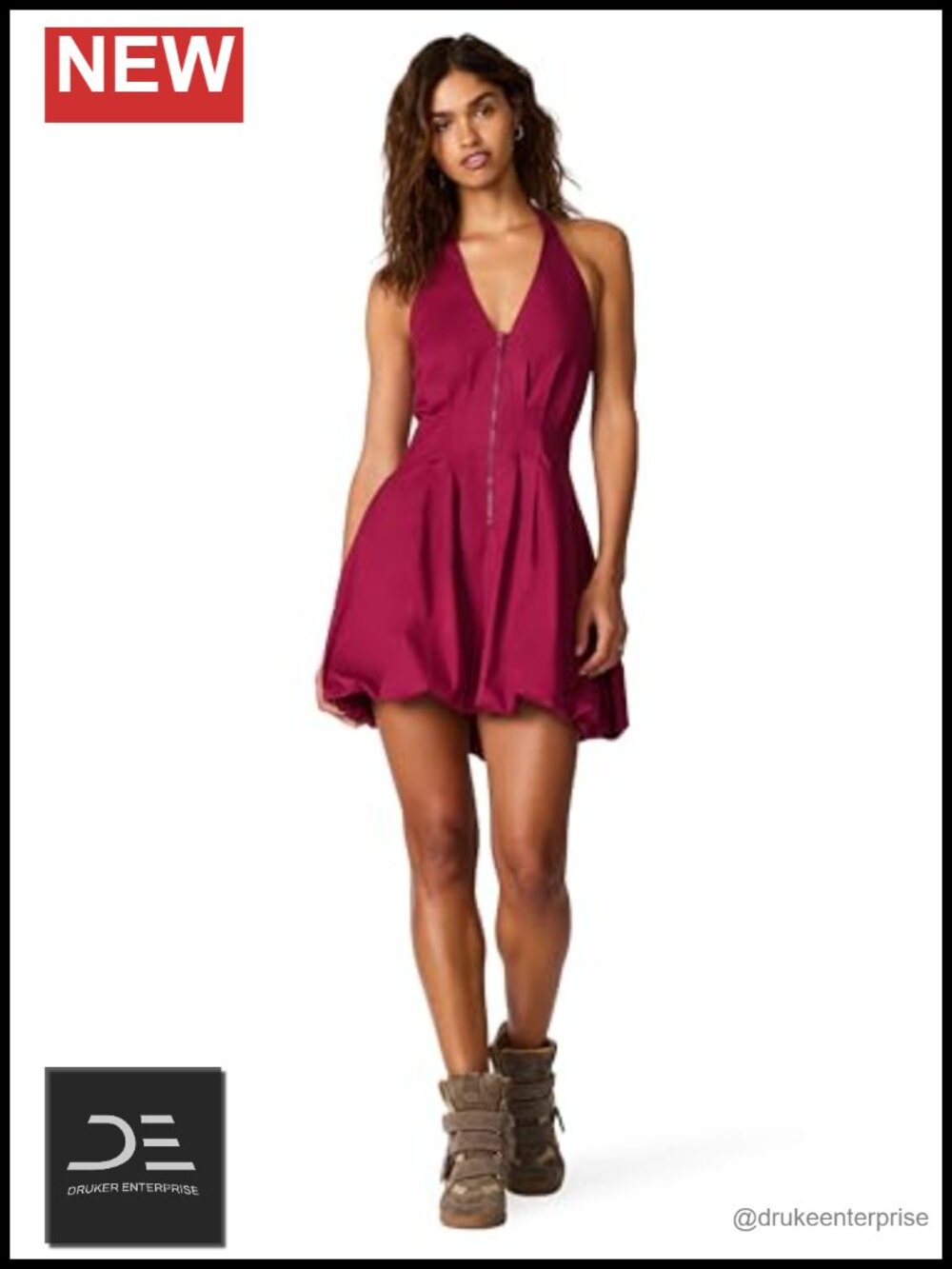 Fit & Flare Halter Neck Mini Dress